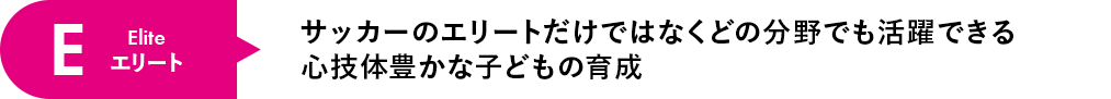サッカーのエリートだけではなくどの分野でも活躍できる心技体豊かな子どもの育成